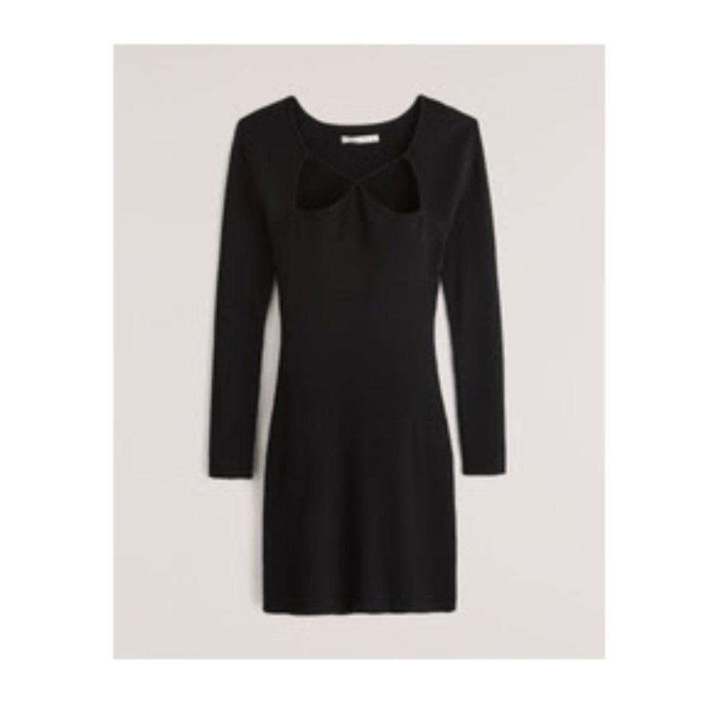 Abercrombie & Fitch Long-Sleeve Cutout Mini Sweater Dress - S